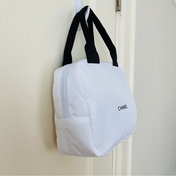 Brand New Chanel White Puffy Top Handles Beauty Makeup Cosmetic Bag - Picture 2 of 14